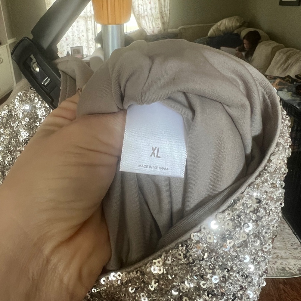 Express Silver Sequin Boot Cut Pants - image 4